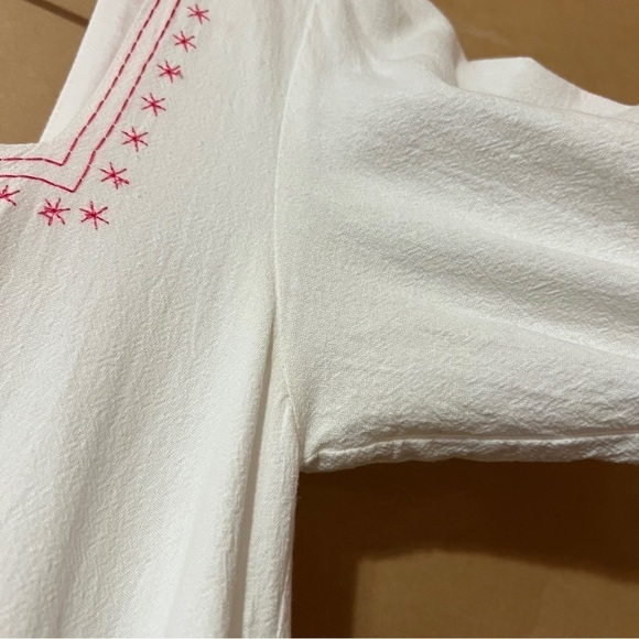 Oak Meadow | Poema Dress Embroidered Tiered Maxi Dress White Pink Size XS - Picture 8 of 16